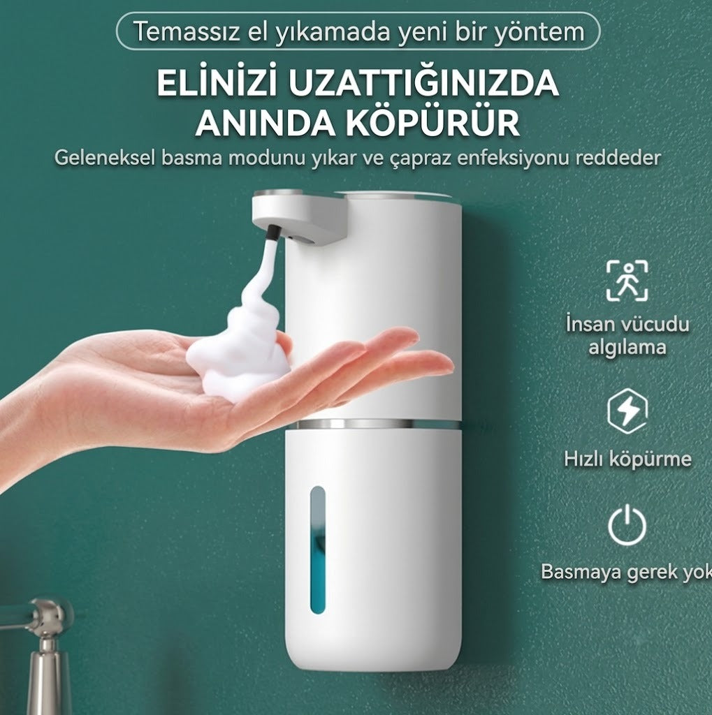 Akıllı Sensörlü Köpük Sabunluk – 4 Kademeli Dozaj Ayarlı & Temassız Hijyen