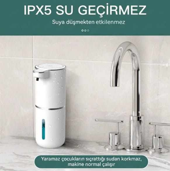 Akıllı Sensörlü Köpük Sabunluk – 4 Kademeli Dozaj Ayarlı & Temassız Hijyen